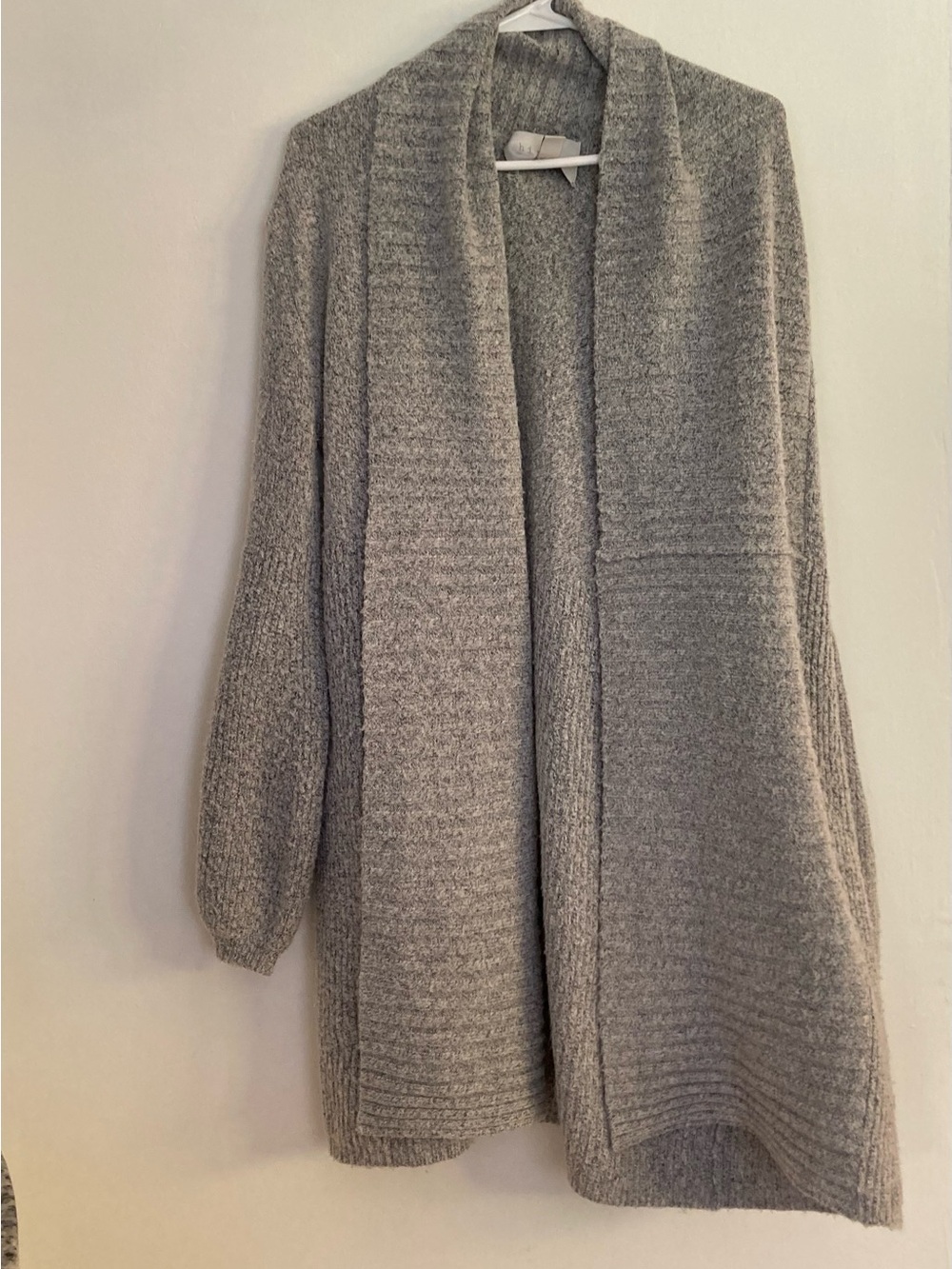 Gray Open-Front Women's Knit Cardigan Sweater